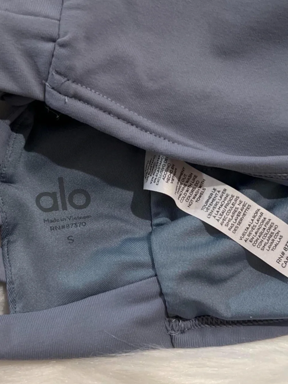 Alo Yoga Movement Bra Blue Haze Grey Lace Up S